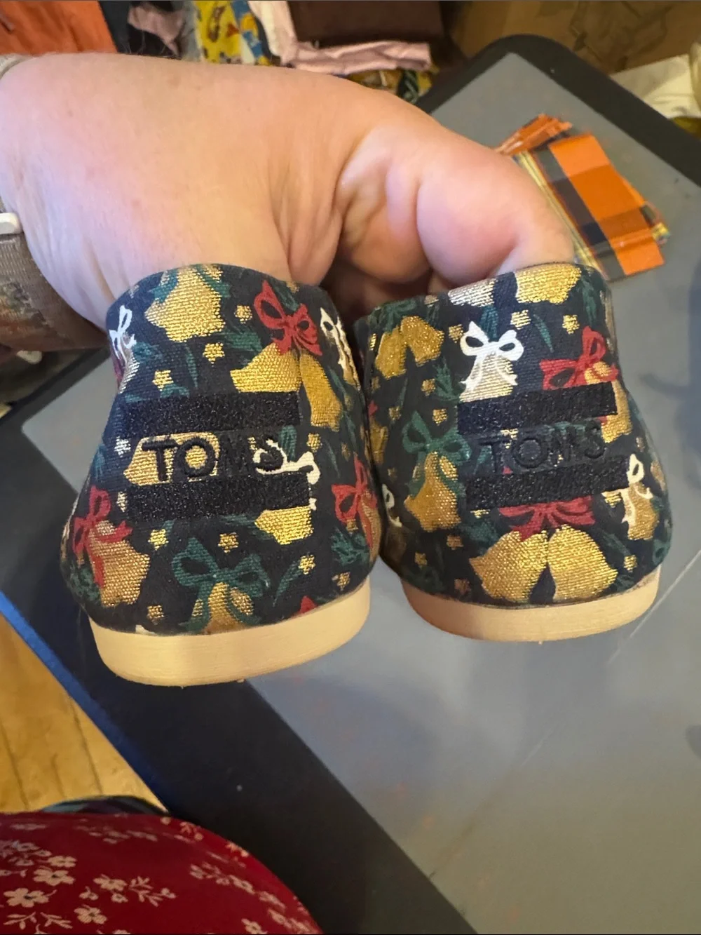 TOMS  Christmas Bell Slip-On Shoes - Navy - Picture 4 of 5